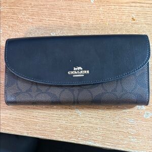 Coach Black and Brown Signature Wallet